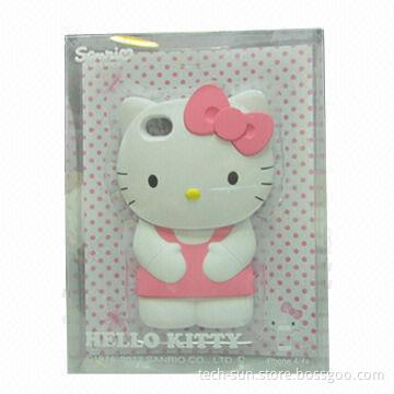 Wholesale Newest Fashion 3D Popular Cartoon Case for iPhone 4/4S, with Back Flip Cover